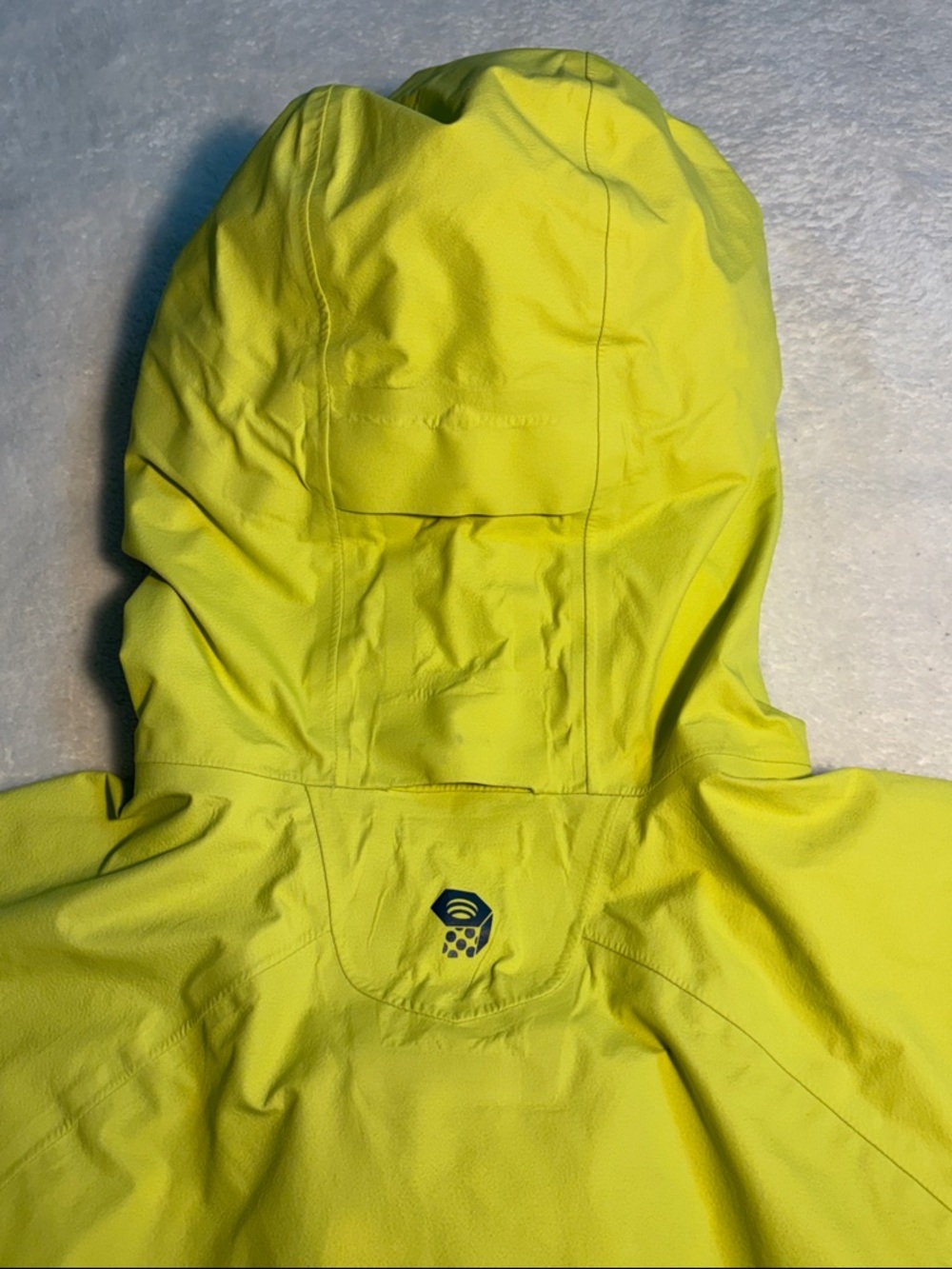 Mountain Hardwear High-Vis Bright Yellow Waterproof Hooded Rain Jacket XL - Picture 7 of 15